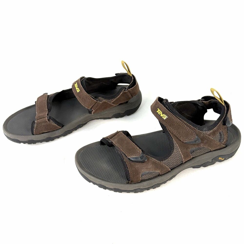 TEVA Katavi 4144 Brown Leather Water Hiking Sport Sandal Adjustable Mens Size 12